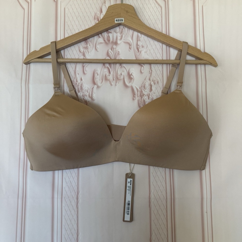 SKIMS Wireless Form Maternity T Shirt Demi Nursing Bra Size 38B In Clay NWT